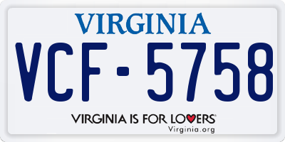 VA license plate VCF5758