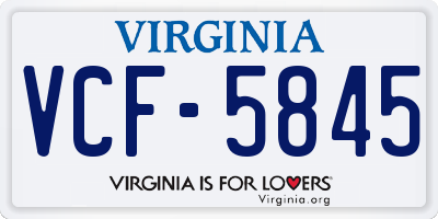 VA license plate VCF5845