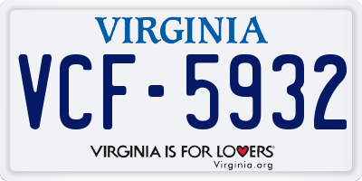 VA license plate VCF5932