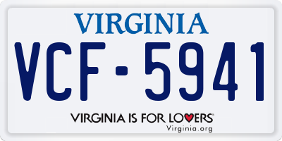 VA license plate VCF5941