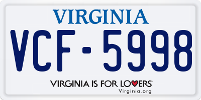 VA license plate VCF5998