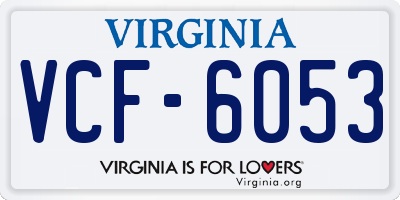 VA license plate VCF6053