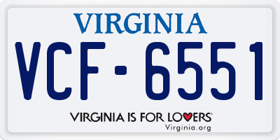 VA license plate VCF6551