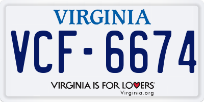 VA license plate VCF6674