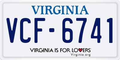 VA license plate VCF6741