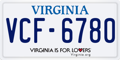 VA license plate VCF6780