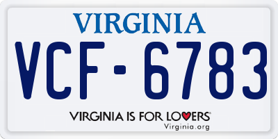 VA license plate VCF6783
