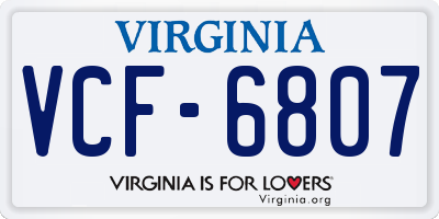 VA license plate VCF6807