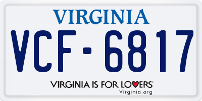 VA license plate VCF6817