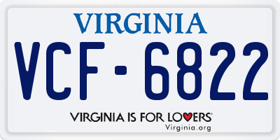 VA license plate VCF6822