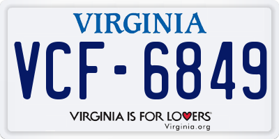 VA license plate VCF6849
