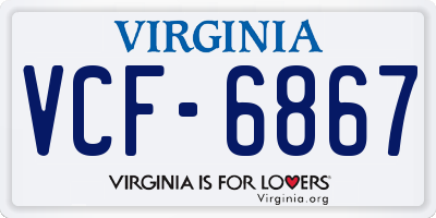 VA license plate VCF6867