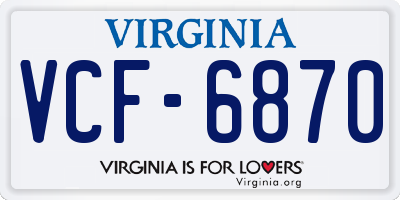 VA license plate VCF6870