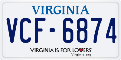 VA license plate VCF6874