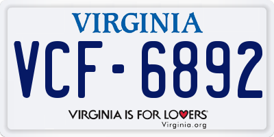 VA license plate VCF6892