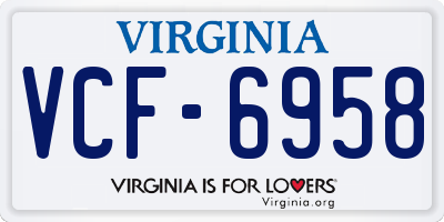 VA license plate VCF6958