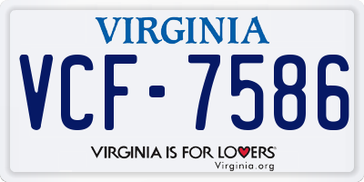 VA license plate VCF7586