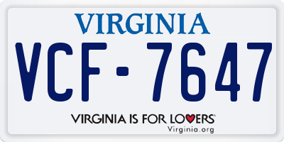 VA license plate VCF7647
