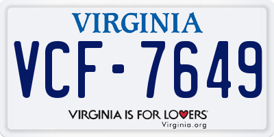 VA license plate VCF7649