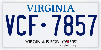 VA license plate VCF7857