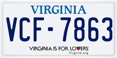 VA license plate VCF7863