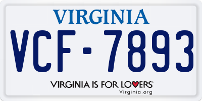 VA license plate VCF7893