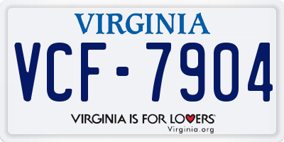 VA license plate VCF7904