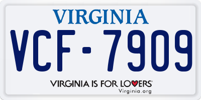 VA license plate VCF7909