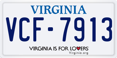 VA license plate VCF7913