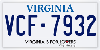 VA license plate VCF7932