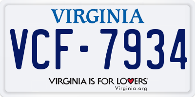 VA license plate VCF7934