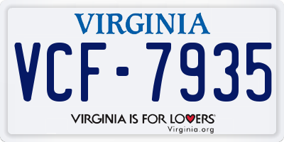 VA license plate VCF7935