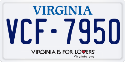 VA license plate VCF7950