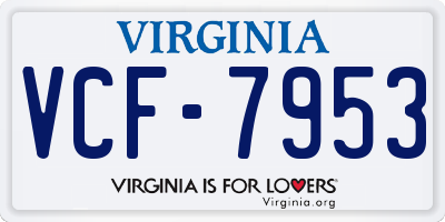 VA license plate VCF7953