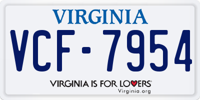 VA license plate VCF7954