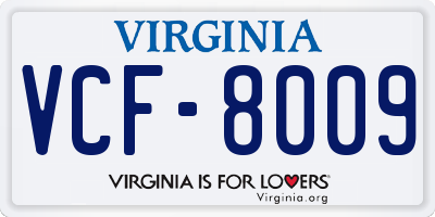 VA license plate VCF8009