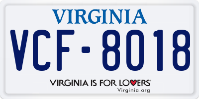 VA license plate VCF8018