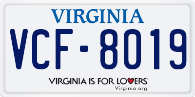 VA license plate VCF8019