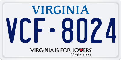 VA license plate VCF8024
