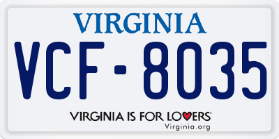 VA license plate VCF8035