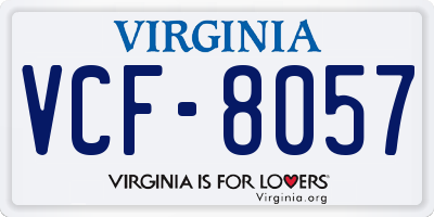 VA license plate VCF8057