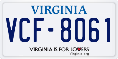 VA license plate VCF8061