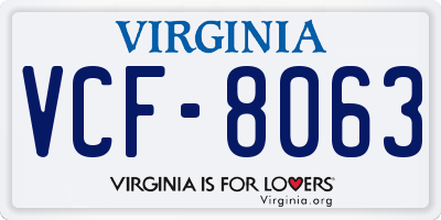 VA license plate VCF8063