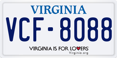 VA license plate VCF8088