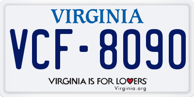 VA license plate VCF8090