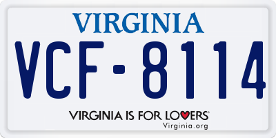 VA license plate VCF8114