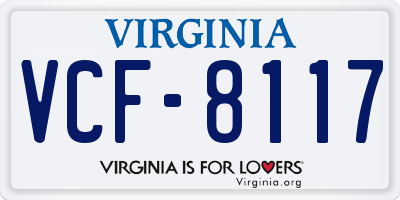 VA license plate VCF8117