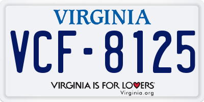 VA license plate VCF8125