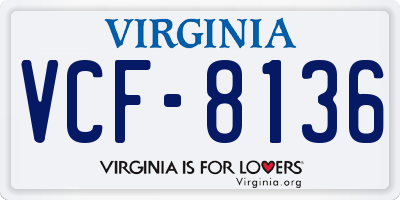VA license plate VCF8136