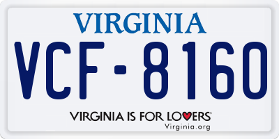 VA license plate VCF8160